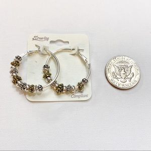 💕 Beaded Silver and Gold Hoop Boho Earrings